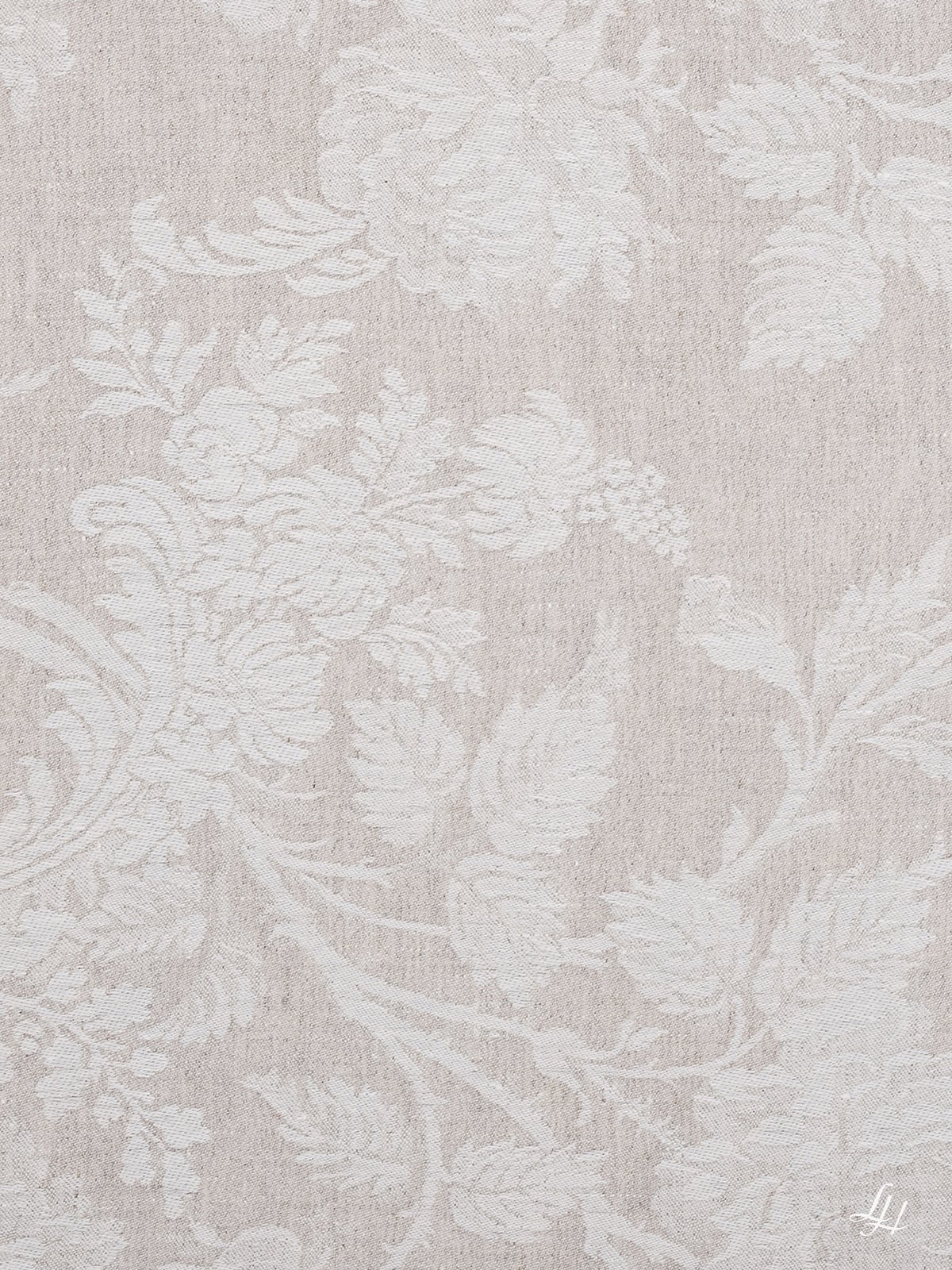 Tischläufer aus Reinleinen-Damast Muster Chrysantheme in Natur-Hell im Detail