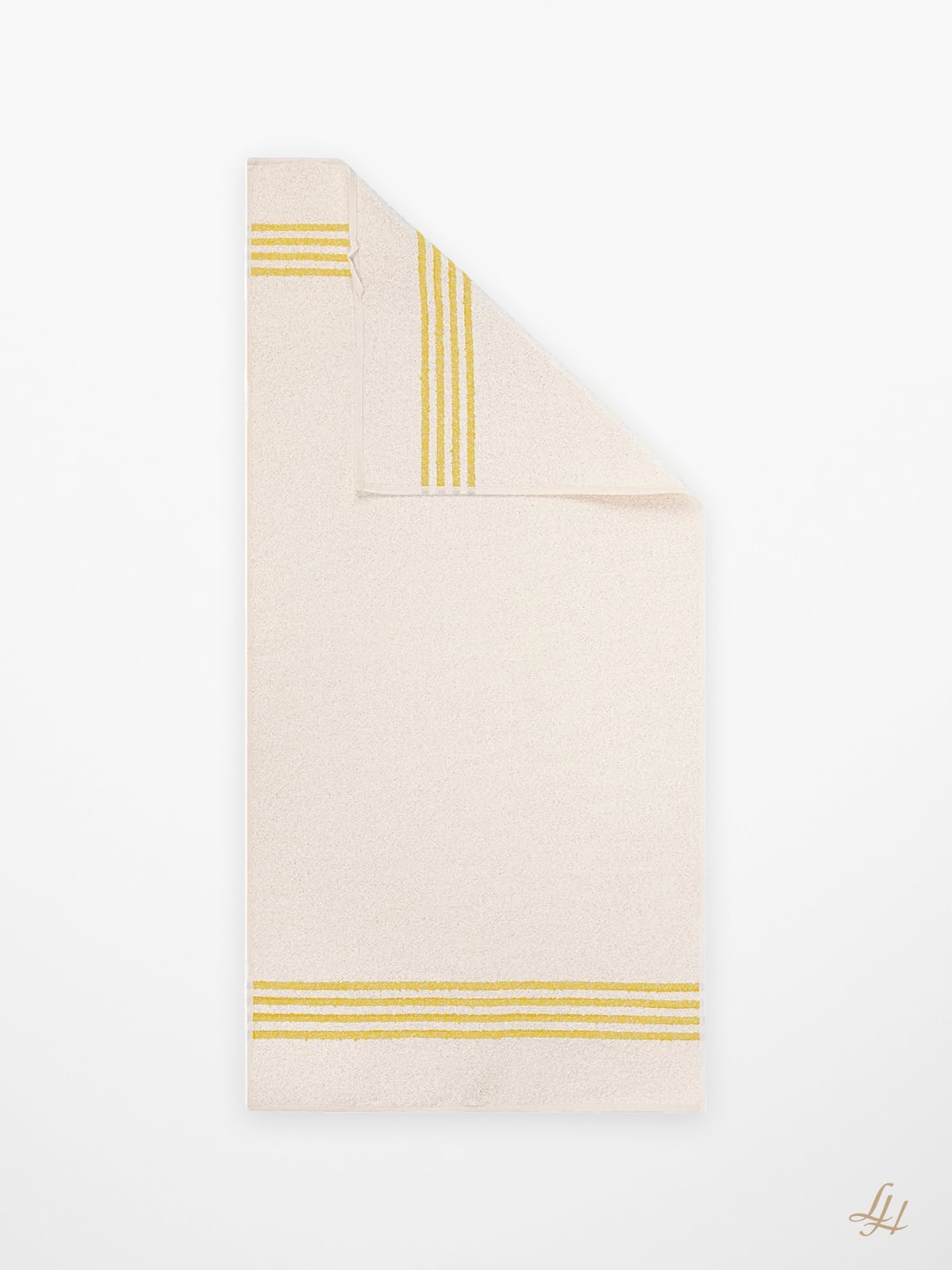 Handtuch aus Leinenfrotté-Cremeweiß mit Farbstreifen in Gelb – Material im Detail
