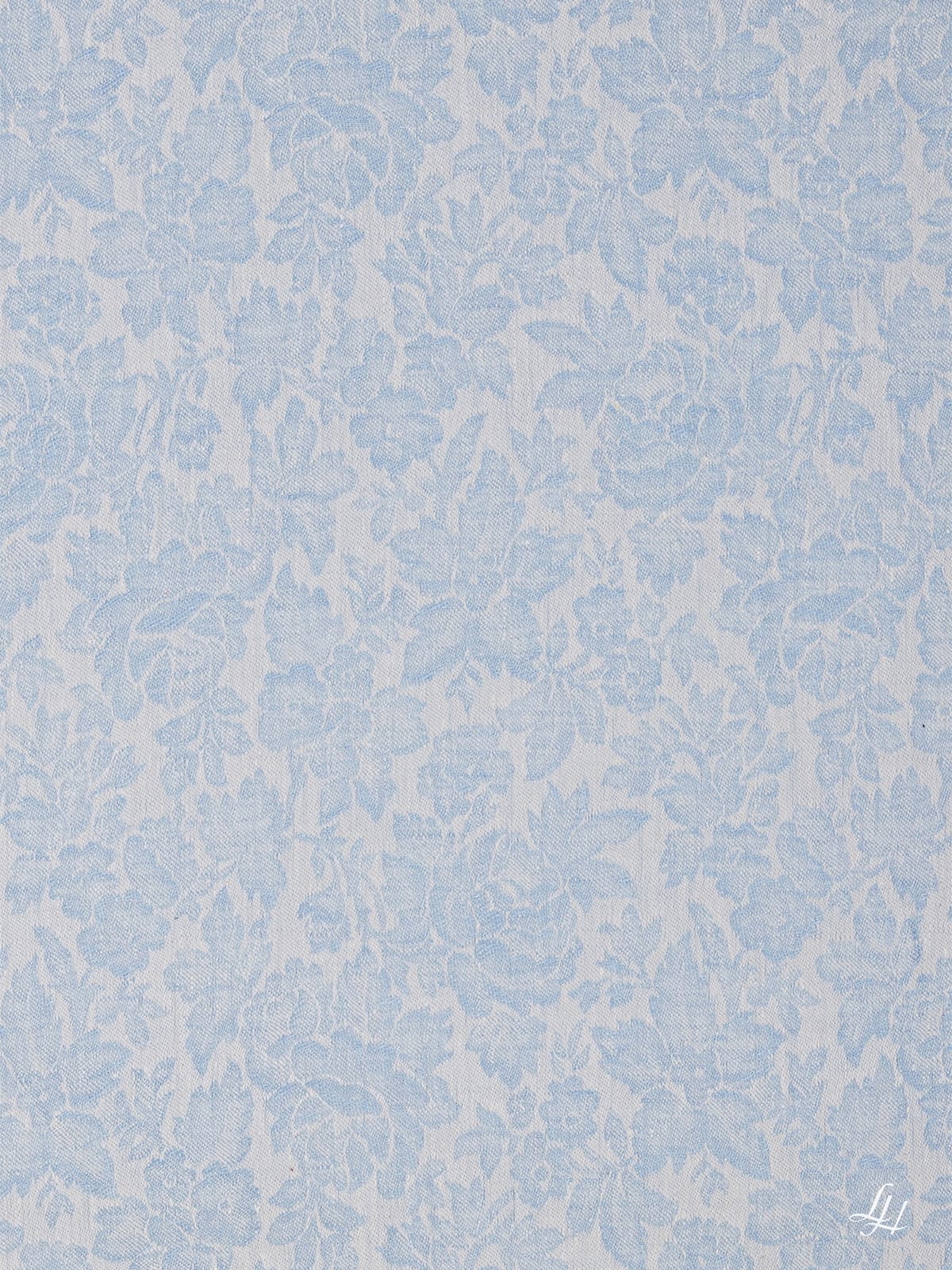 Servietten aus Reinleinen-Damast mit Muster Röschen in Himmelblau