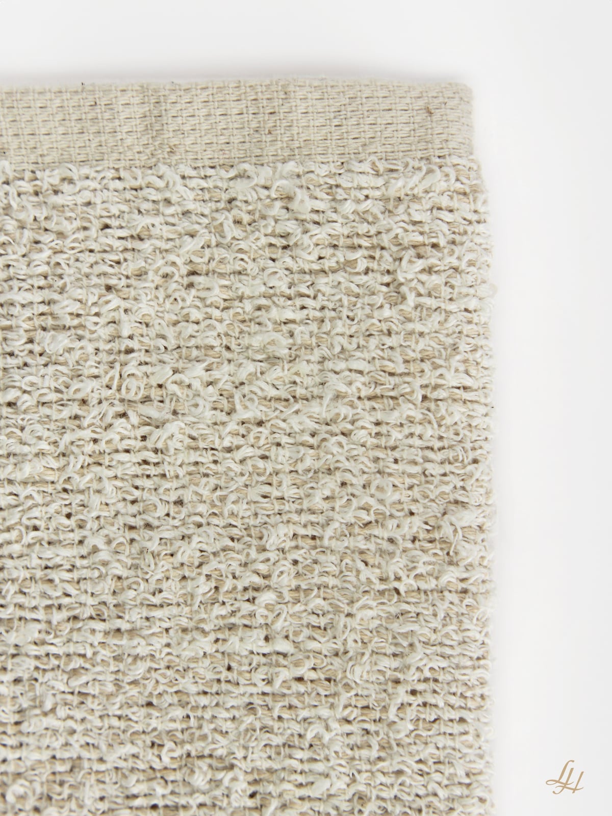 Waschhandschuh aus Leinenfrotté mit Grund Creme in Uni Detail