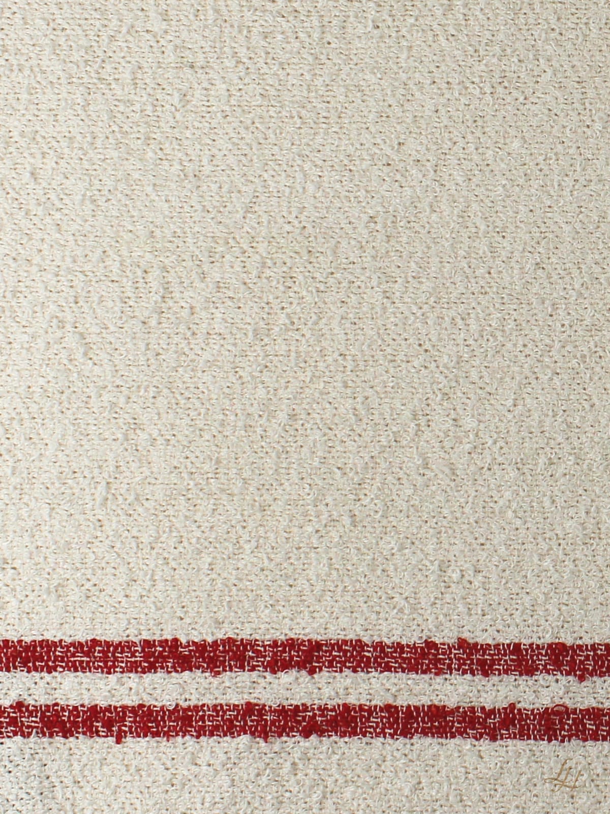 Gästetuch aus Leinenfrotté mit Grund Cremeweiß mit Farbstreifen in Farbe Rot im Detail