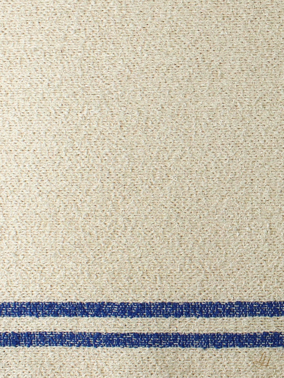 Gästetuch aus Leinenfrotté mit Grund Cremeweiß mit Farbstreifen in Farbe Blau im Detail
