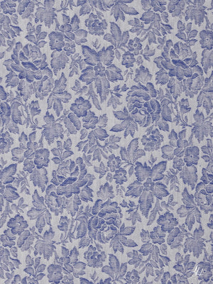 Stoffmuster Reinleinen-Damast Röschen in Blau