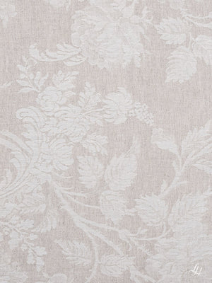 Stoffmuster Reinleinen-Damast Chrysantheme in Natur, dunkle Seite