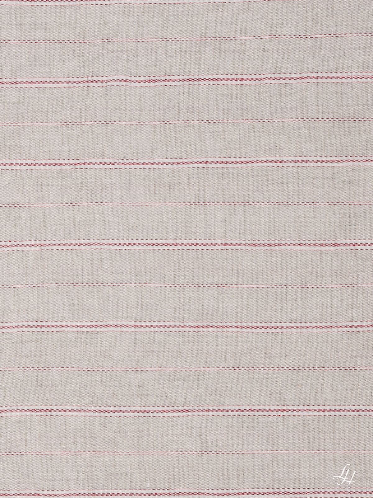 Tischläufer aus Reinleinen-fein mit Querstreifen in Rot im Detail