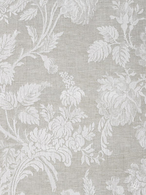 Stoffmuster Reinleinen-Damast Chrysantheme in Salbei, dunkle Seite