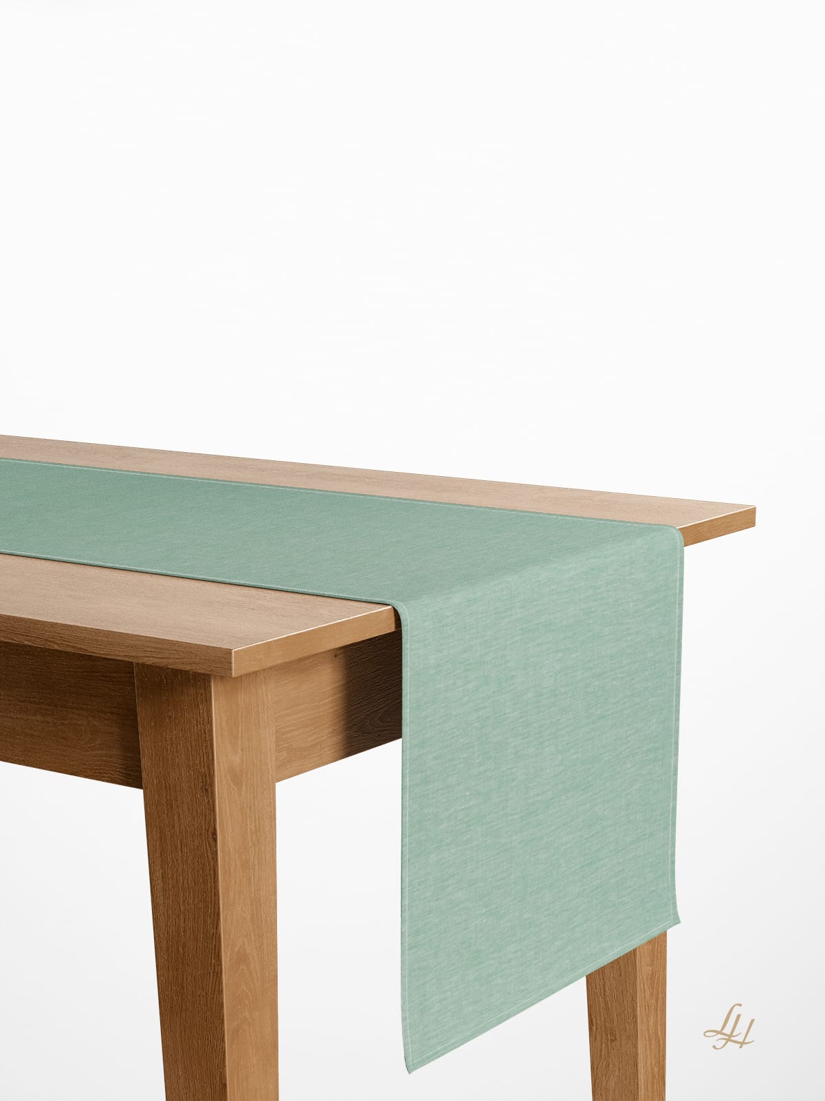 Tischläufer aus Reinleinen-mittelgrob in Uni-Farbe Grün; Beispielbild